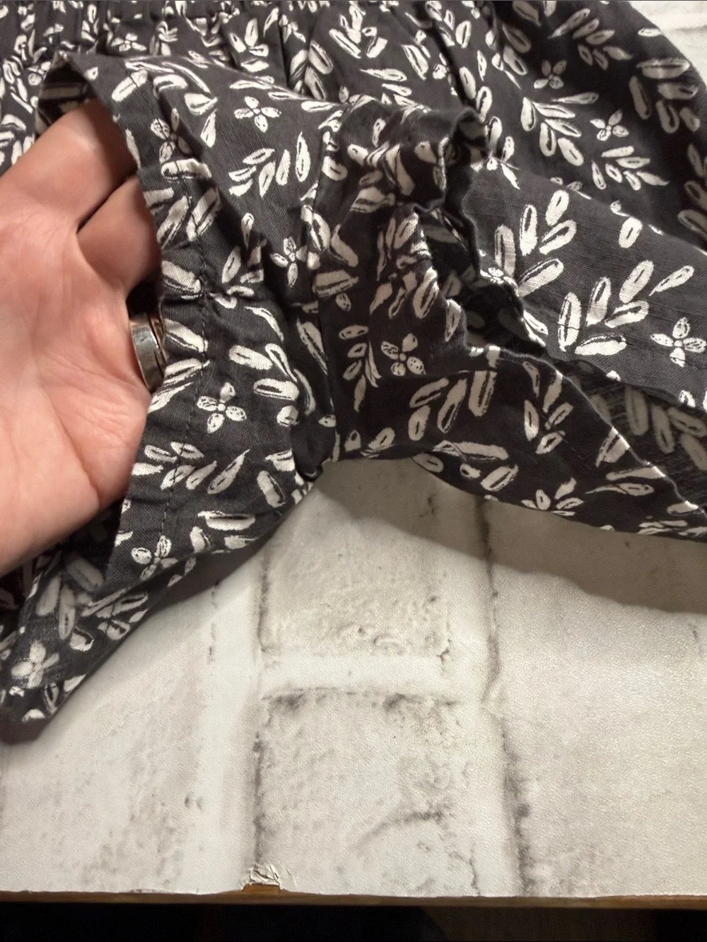Carter's Black and White Leaf Print Girls Romper
